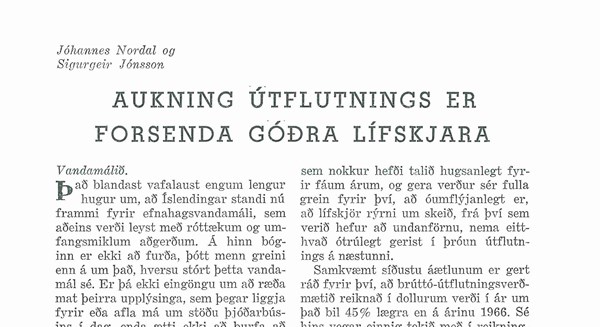 Brot úr grein sem birtist í Fjármálatíðindum á árinu 1968.